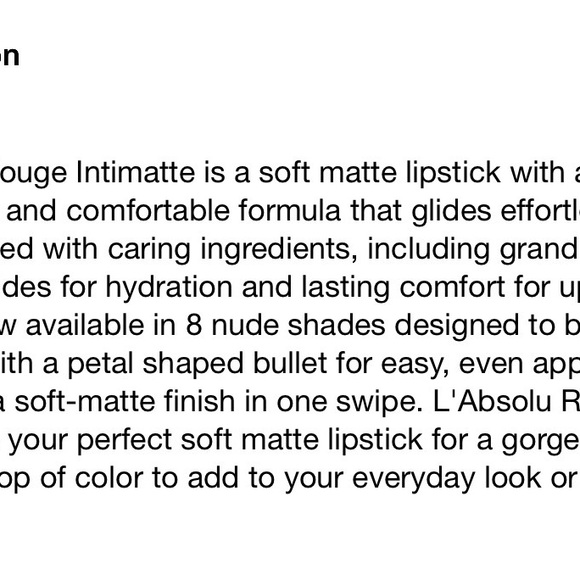 L'ABSOLU ROUGE INTIMATTE SOFT MATTE LIPSTICK - Picture 4 of 4